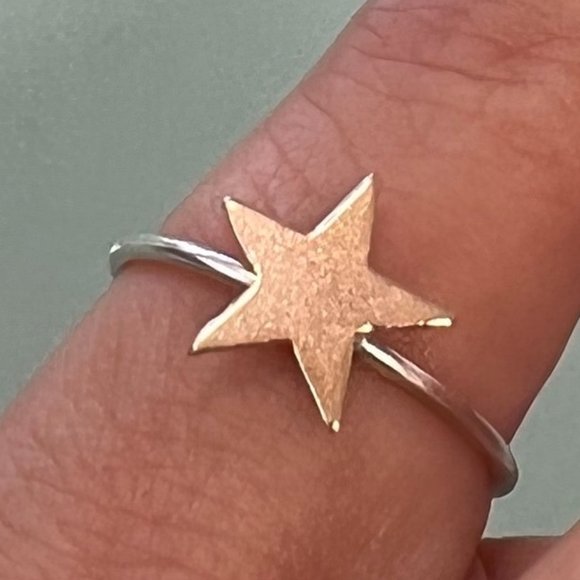 925 Sterling Silver & 14K Gold Filled STAR Ring size 5 - Picture 2 of 14
